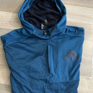 adidas Navy and Blue Hooded Athletic Top